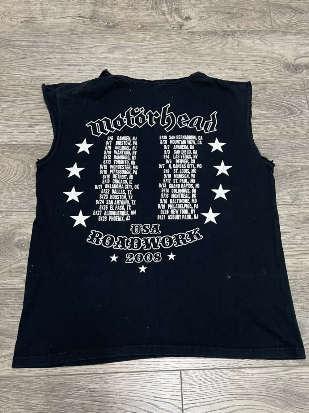 Vintage Motörhead USA Roadwork 2008 Tour Vest Metal Rock Band Cutoff T-Shirt - Picture 6 of 7